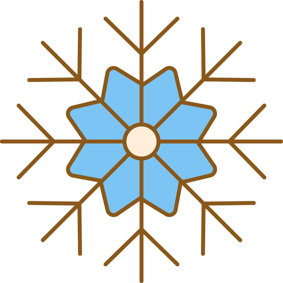 Snowflake Icon In Blue And Brown Color. vector
