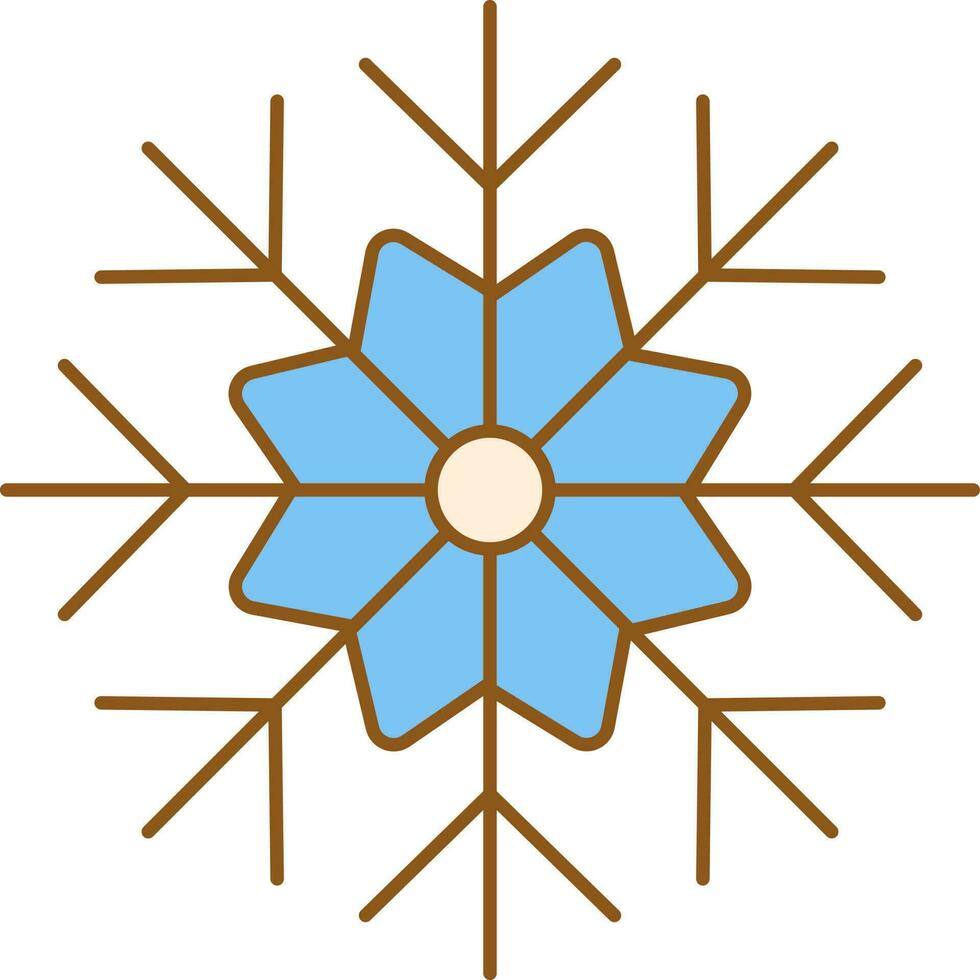 Snowflake Icon In Blue And Brown Color. vector