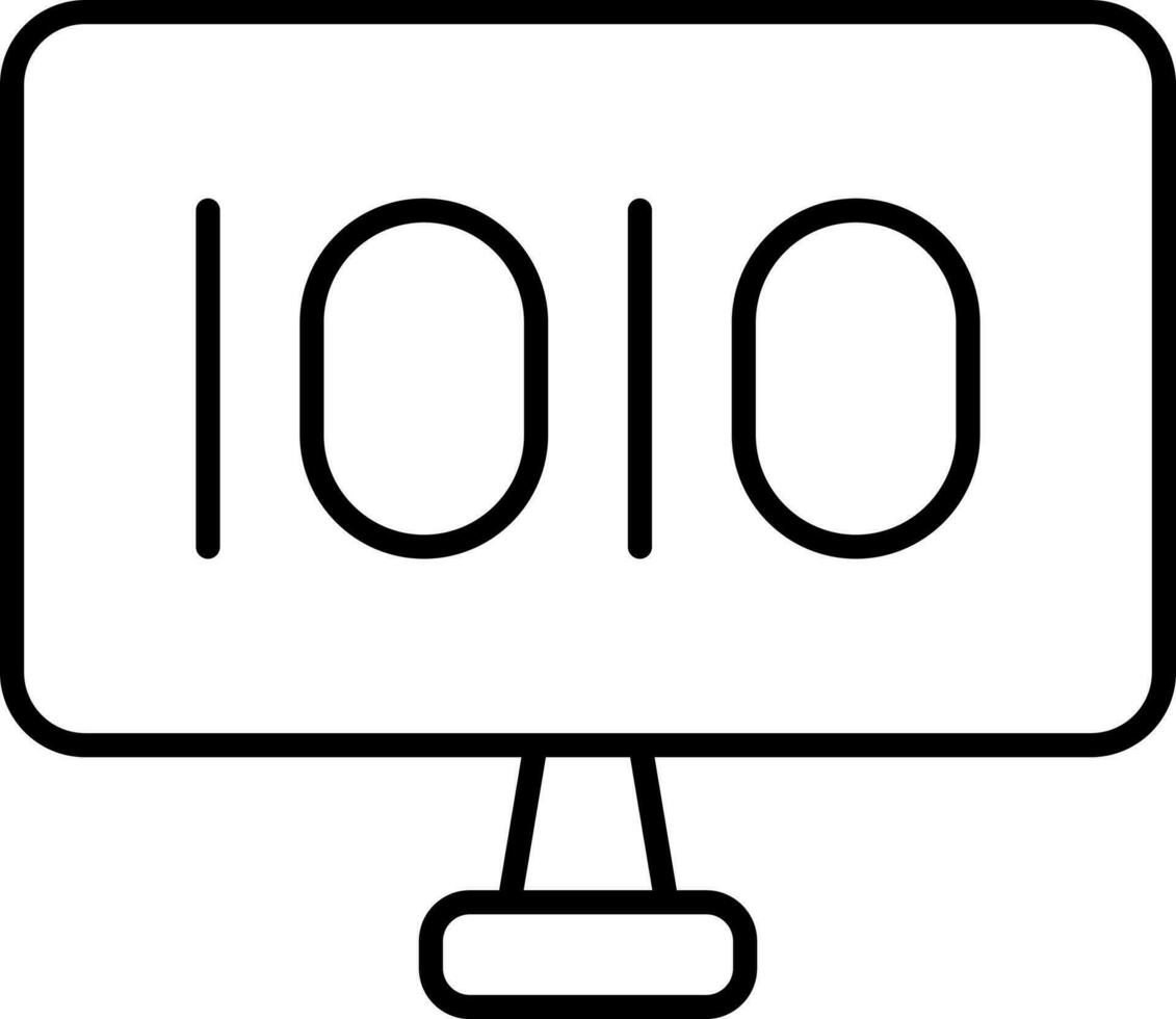 binario número escritorio pantalla negro línea Arte icono. vector