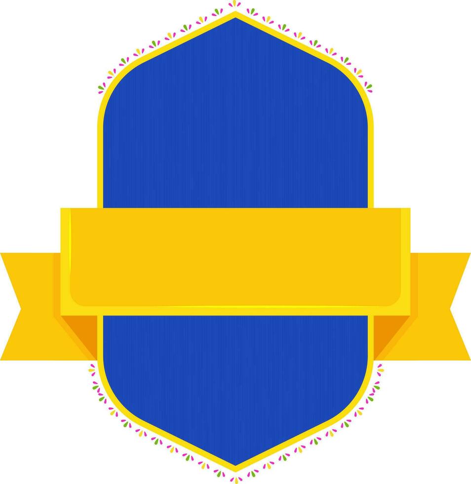 Blank Ribbon With Shield Frame Yellow And Blue Illustration Over White Background. vector
