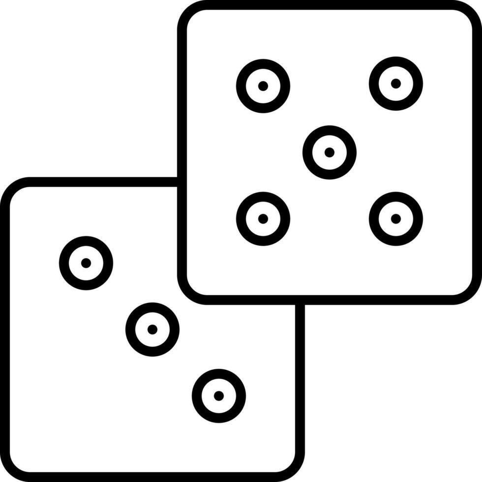 Dice Game Icon In Black Thin Line Art. vector