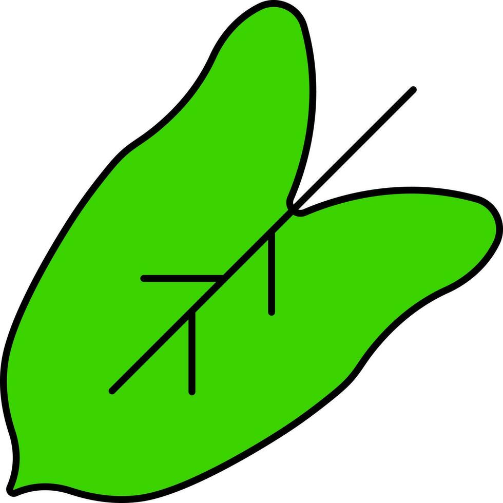 Flat Style Heart Shape Leaf Green Icon. vector