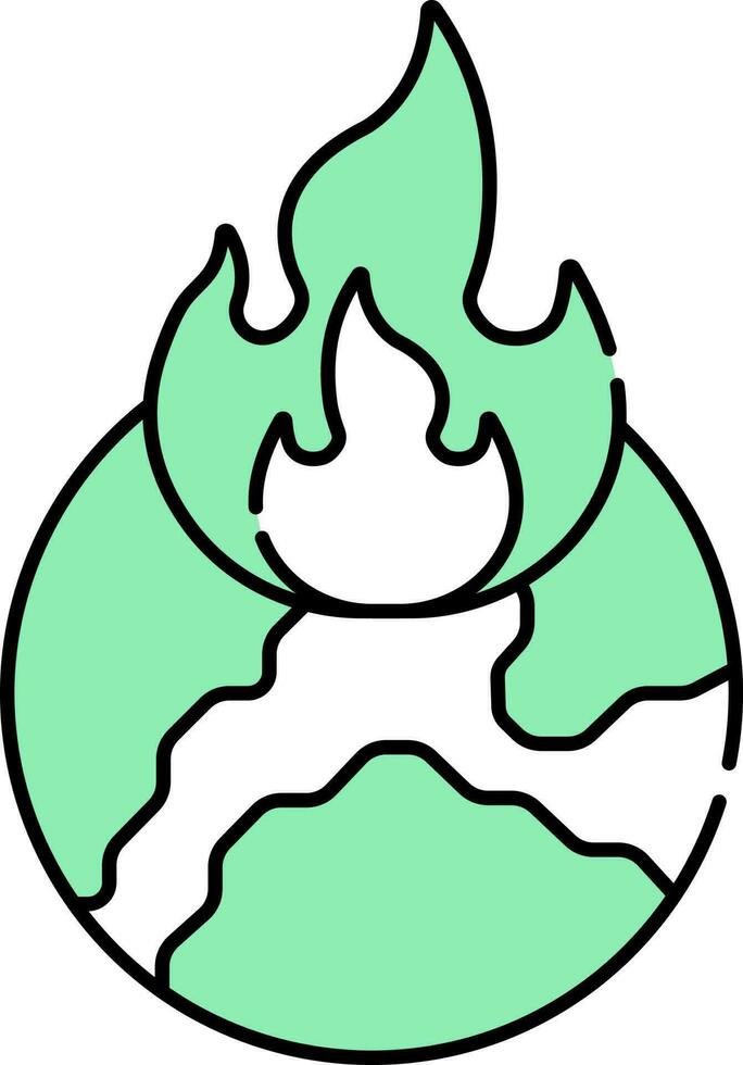 Green And White Illustration Of Fire Earth Icon. vector