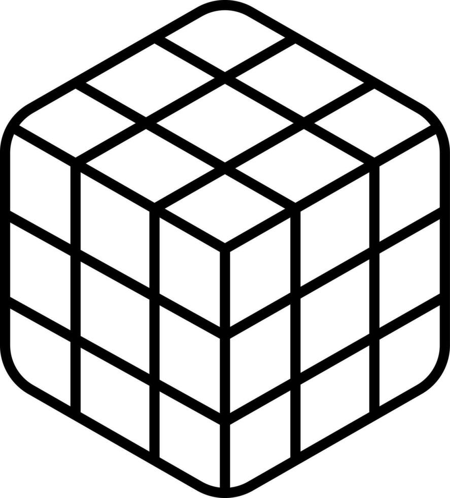 Puzzle Cube Black Thin Line Art Icon. vector