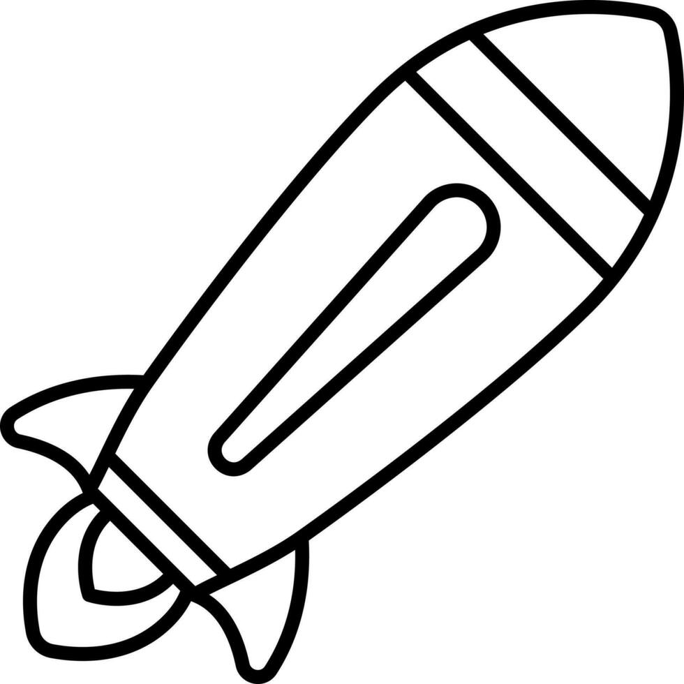 Flying Rocket Black Line Art Icon. vector