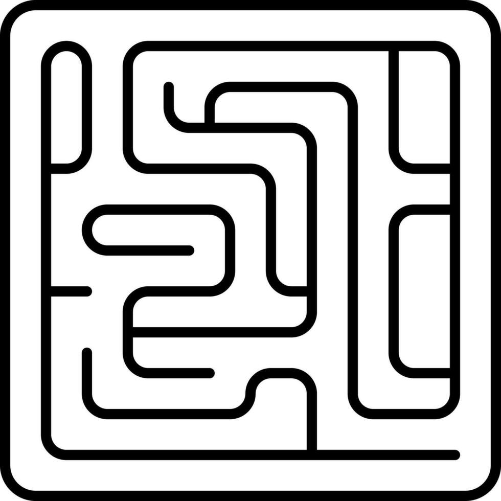 Black Outline Illustration Of Maze Icon. vector