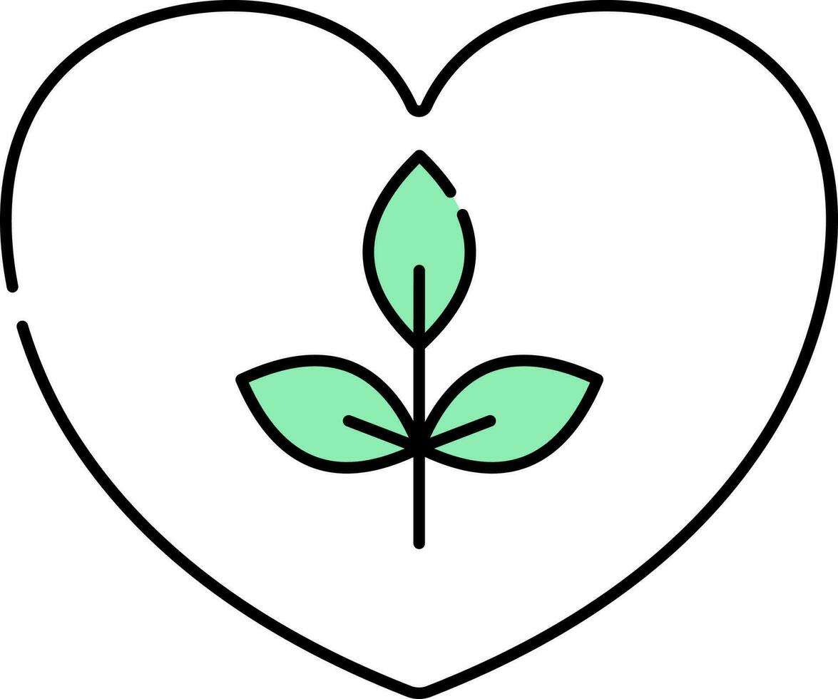 Green And White Growing Love Icon Or Symbol. vector