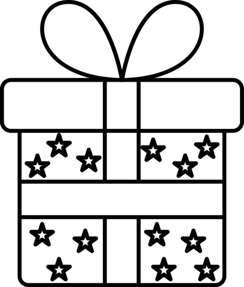 Stary Gift Box Line Art Icon Or Symbol. vector