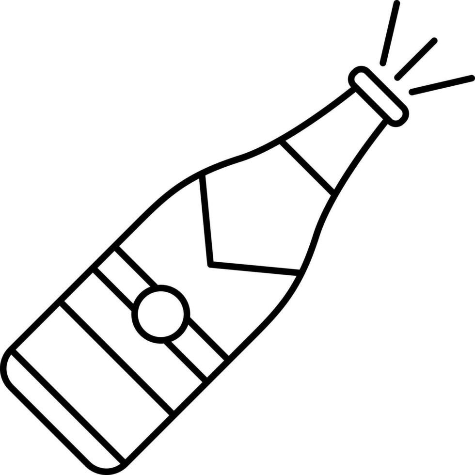 Open Champagne Bottle Icon In Line Art. vector