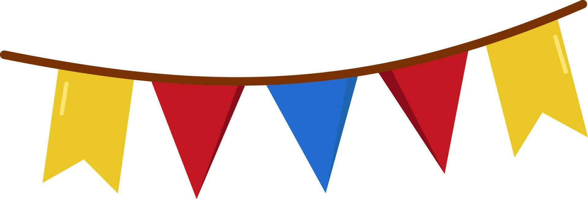 Bunting Flag Garland Decoration Icon In Flat Style. vector