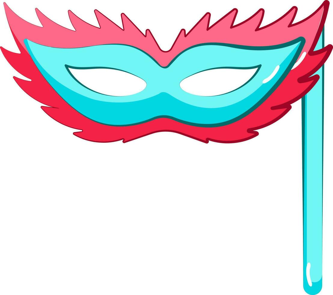 Isolated Party Mask With Stick Icon In Flat Style. vector
