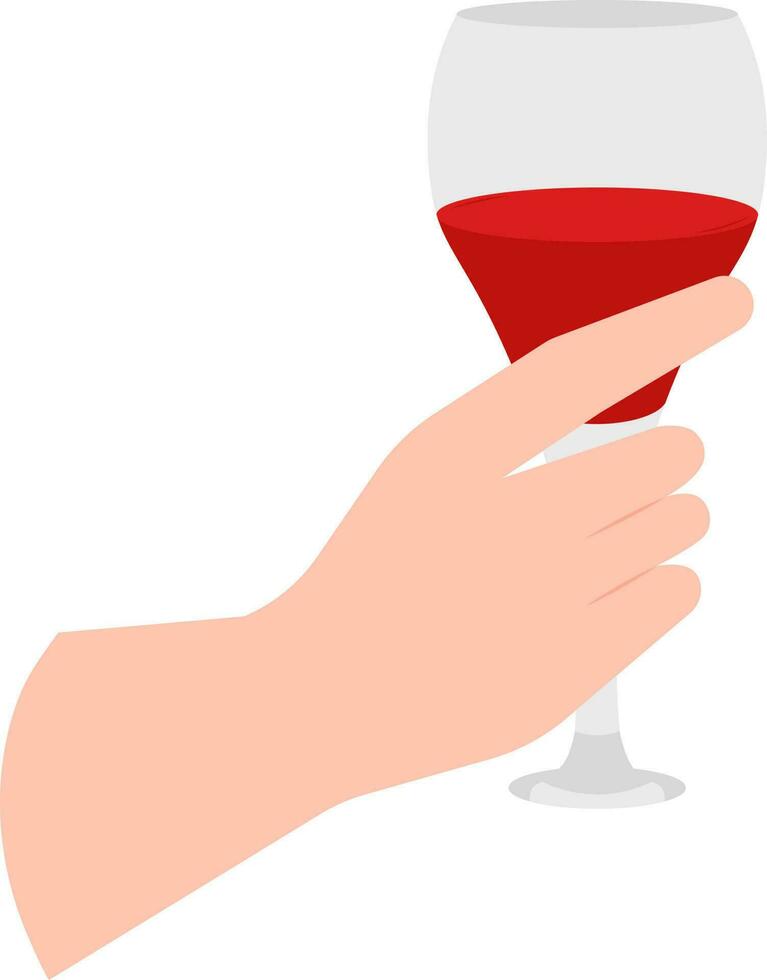 Vector Illustration Of Hand Holding Wine Glass Icon In Sticker Style.