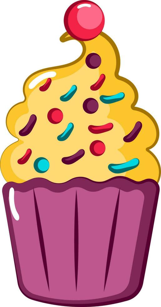 Illustration Of Decorative Cupcake Or Muffins Icon In Flat Style. vector