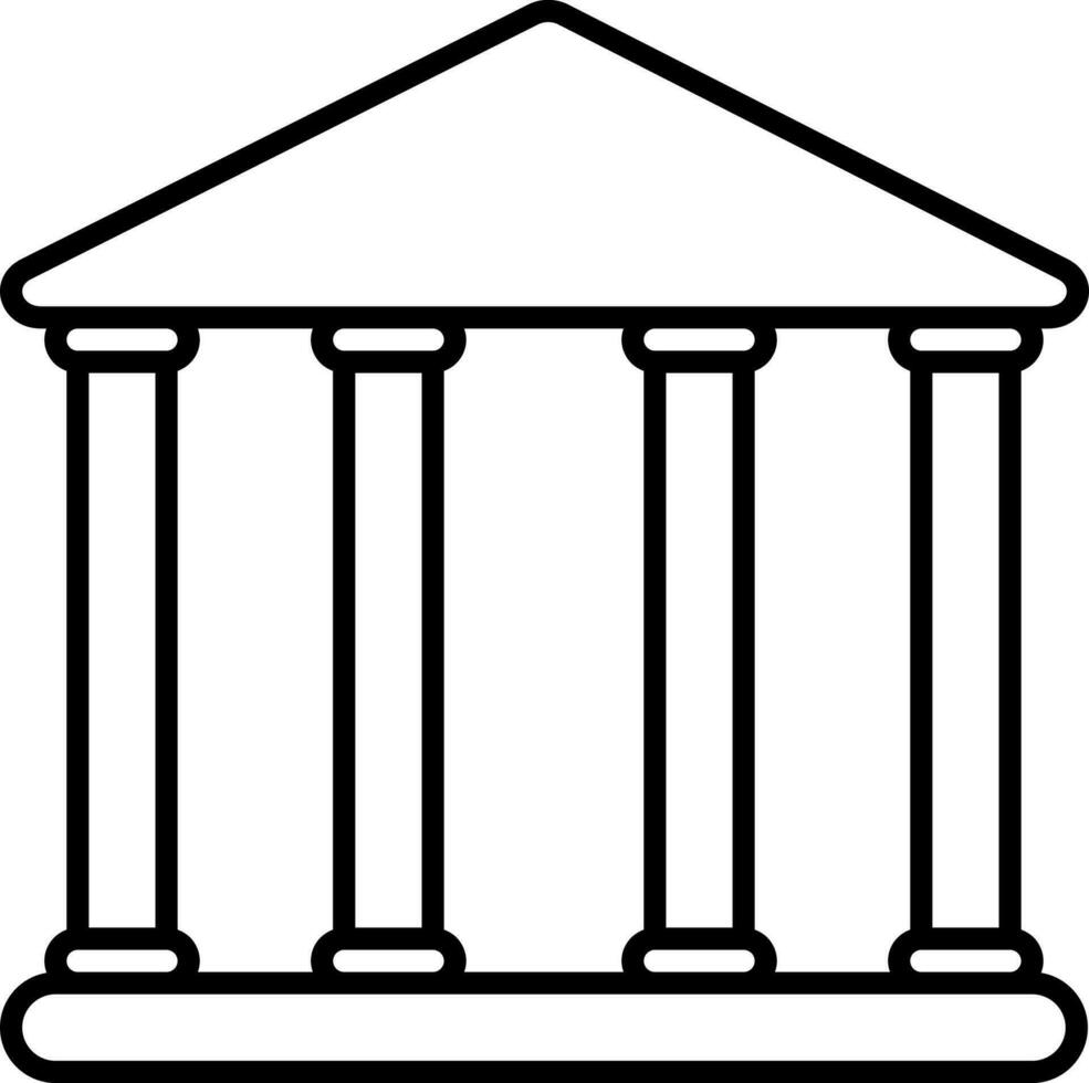 Black Outline Illustration Of Library Icon. vector