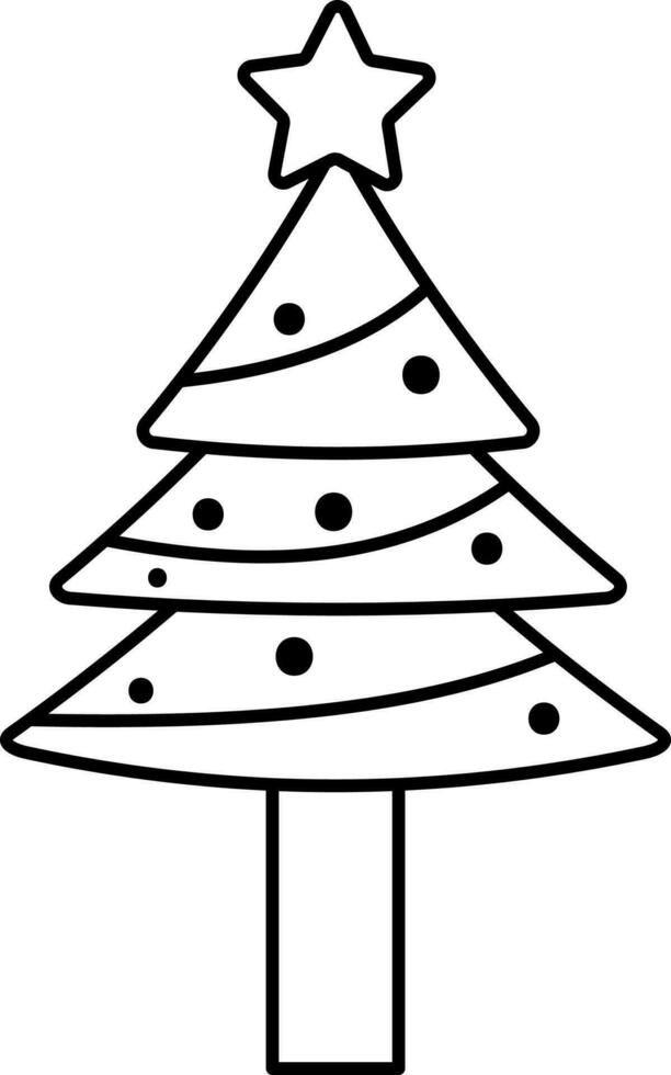 Xmas Tree Decorate Bauble And Star Stroke Icon. vector