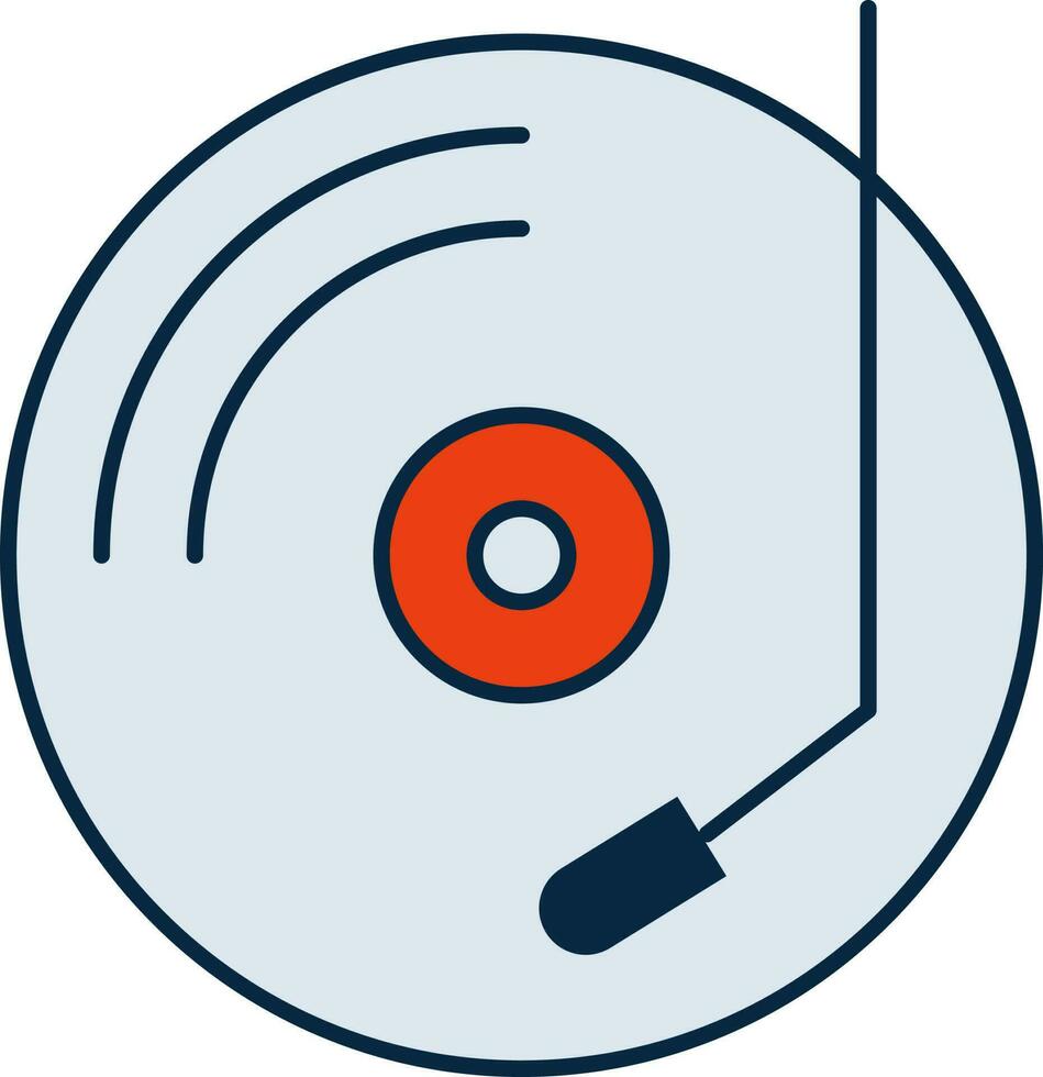 Grey And Orange Vinyl Player Flat Icon. vector