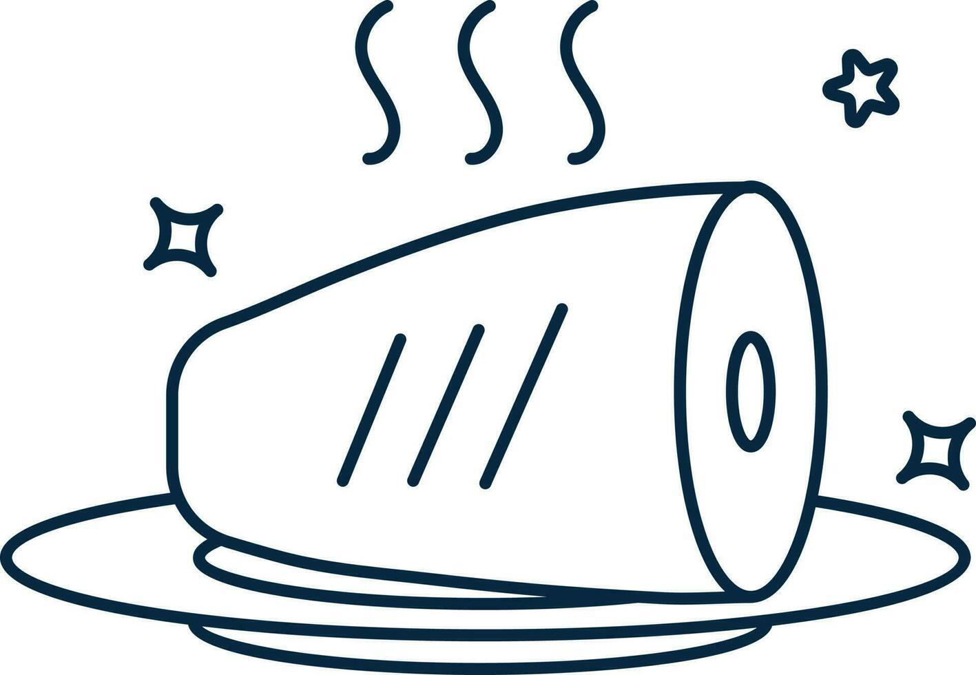 Hot Ham Meat Plate Icon In Blue Line Art. vector