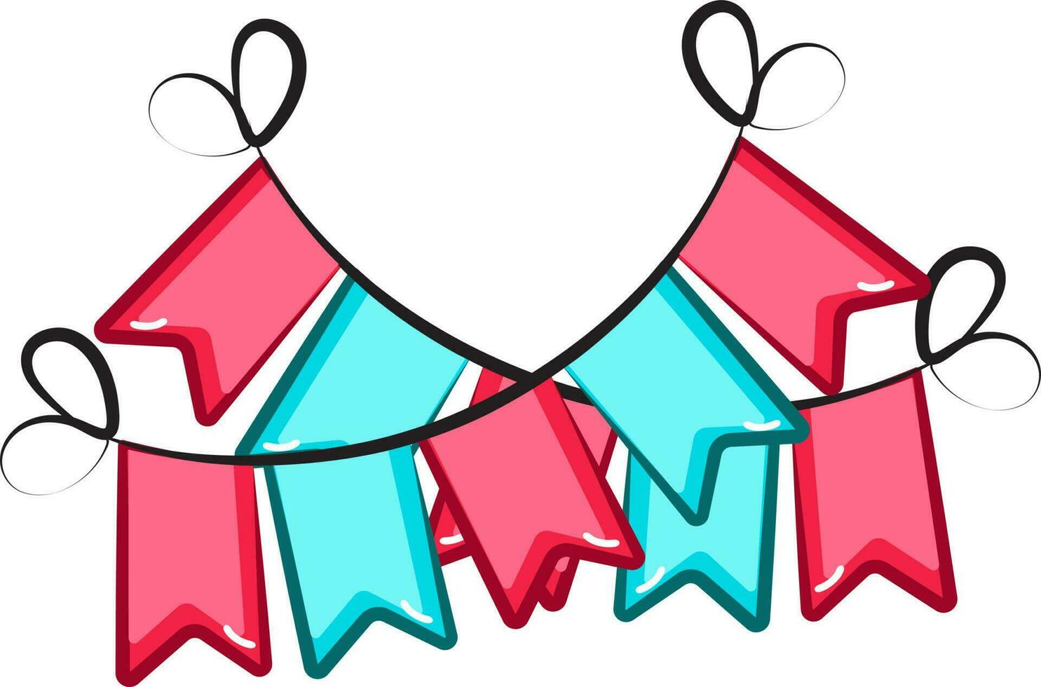 Illustration Of Blue And Pink Decorative Pennant Flag Garland Icon. vector