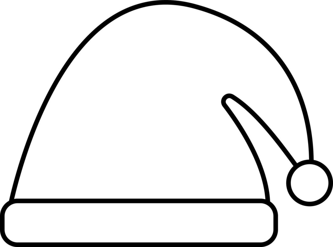 Isolated Santa Hat Icon In Black Linear Style. vector