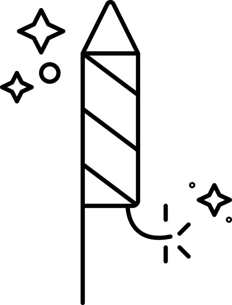 Burning Firecracker Rocket Line Art Icon. vector