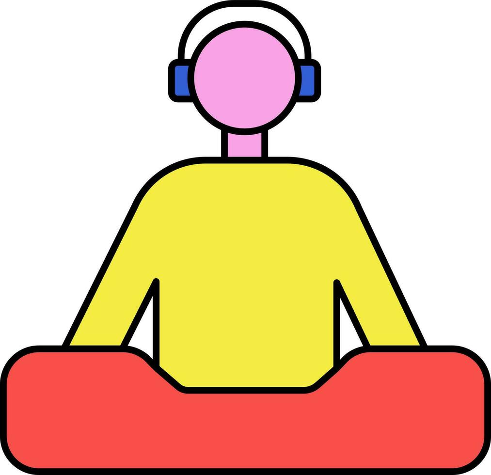 Faceless Cartoon Dj Man Playing Music Sound Board Icon In Flat Style. vector