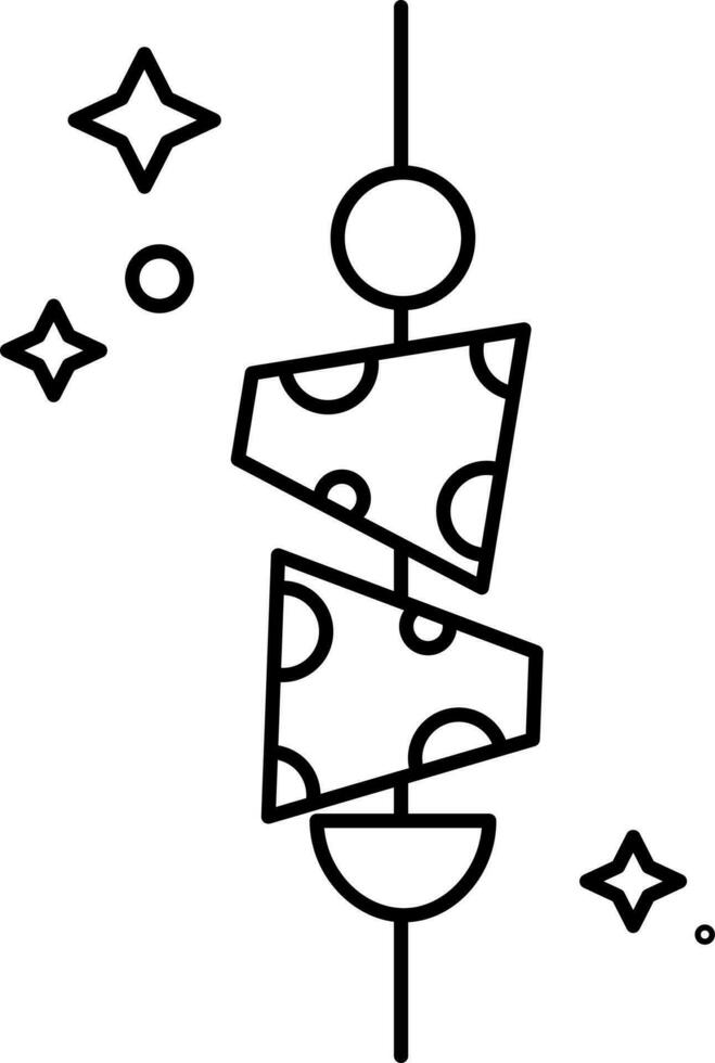 Black Outline Illustration Of Kebab Icon. vector