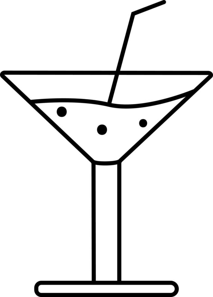 Black Outline Illustration Of Martini Glass Icon. vector