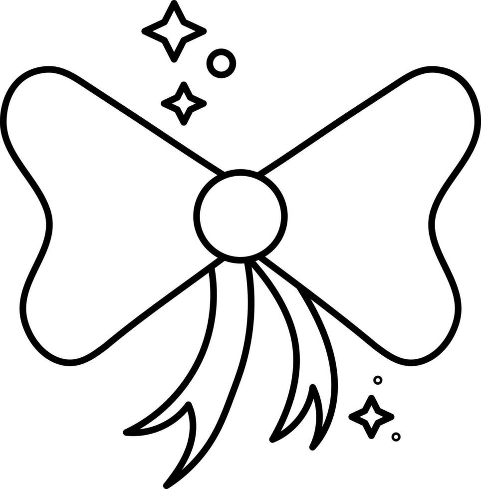 Black Line Art Illustration OF Bow Tie Icon. vector