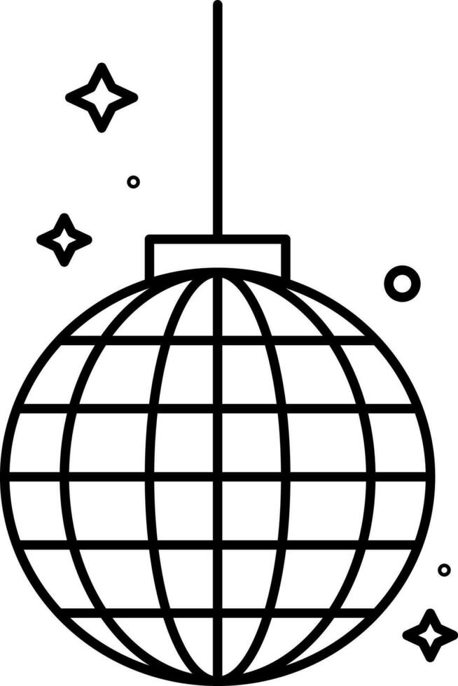 Illuminate Disco Ball Hang Outline Icon. vector