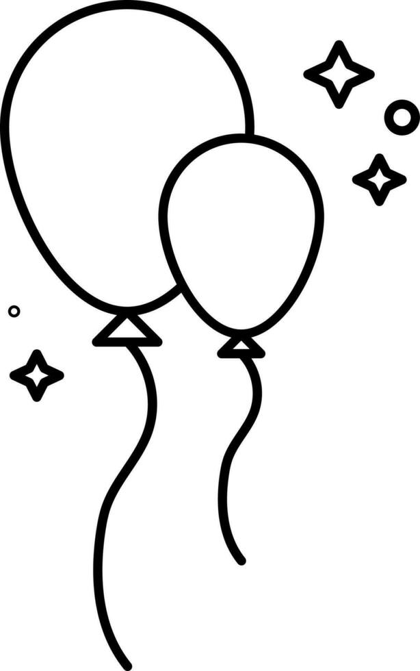 Black Thin Linear Fly Balloons Icon. vector