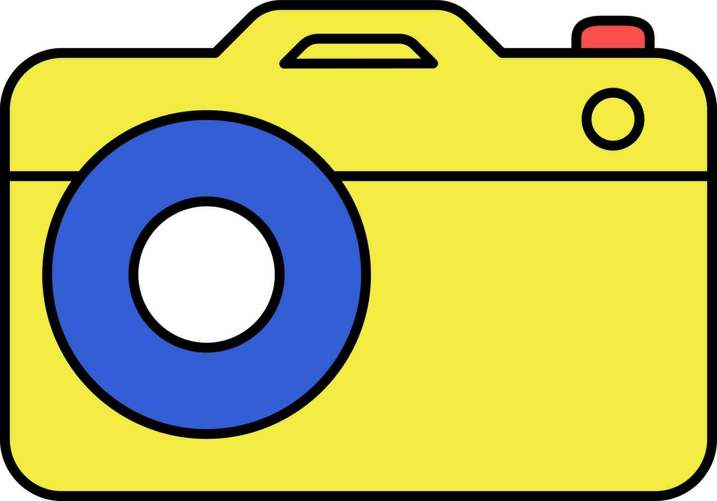 Yellow And Blue Colour Camera Icon In Flat Style. vector