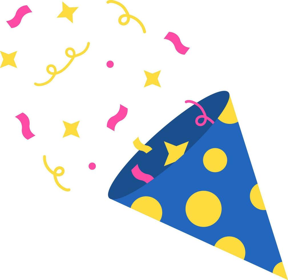 Isolated Blast Party Popper Icon In Flat Style. vector