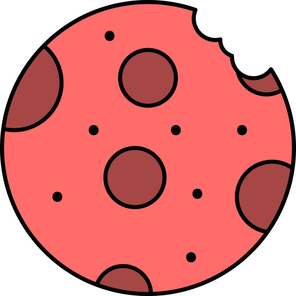 Red And Brown Bitten Cookies Icon. vector