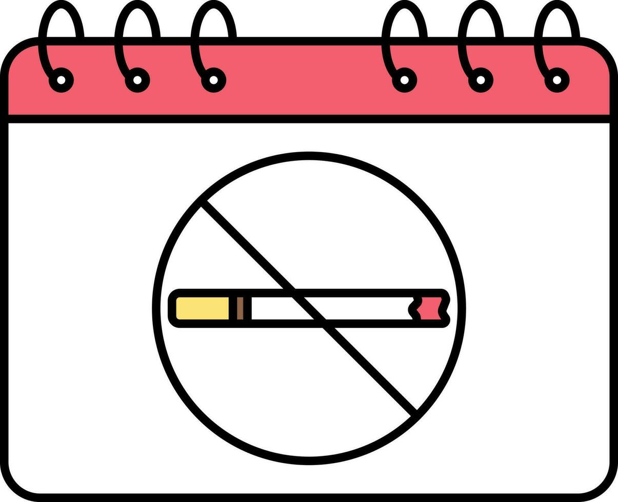 No Smoking Symbol Calendar Flat Icon. vector