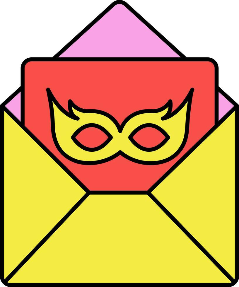 Isolated Feather Party Mask Stick Greeting Card Colorful Icon. vector