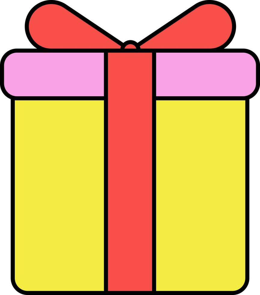 arco cinta con regalo caja icono en amarillo y rojo color. vector