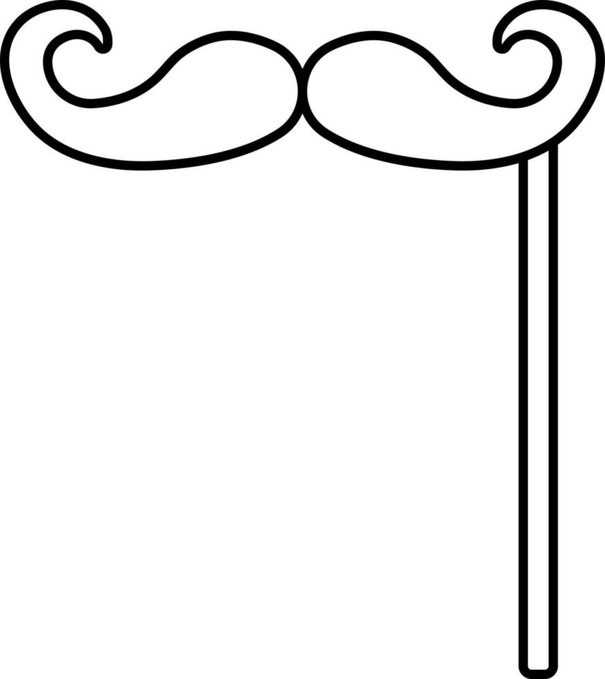Black Thin Line Art Of Mustache Party Stick Icon. vector