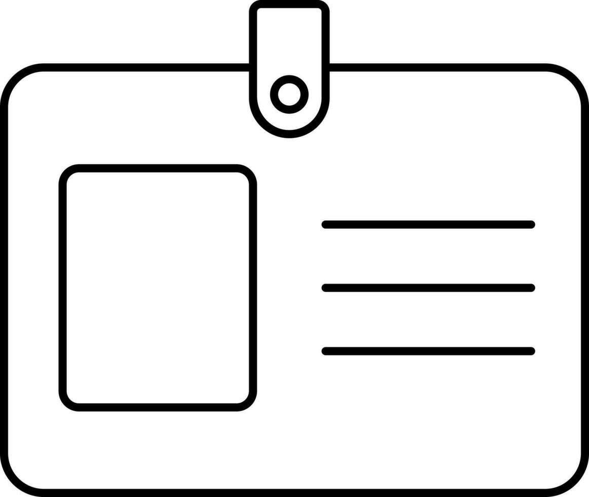 Line Art Illustration Of Blank ID Card Icon. vector