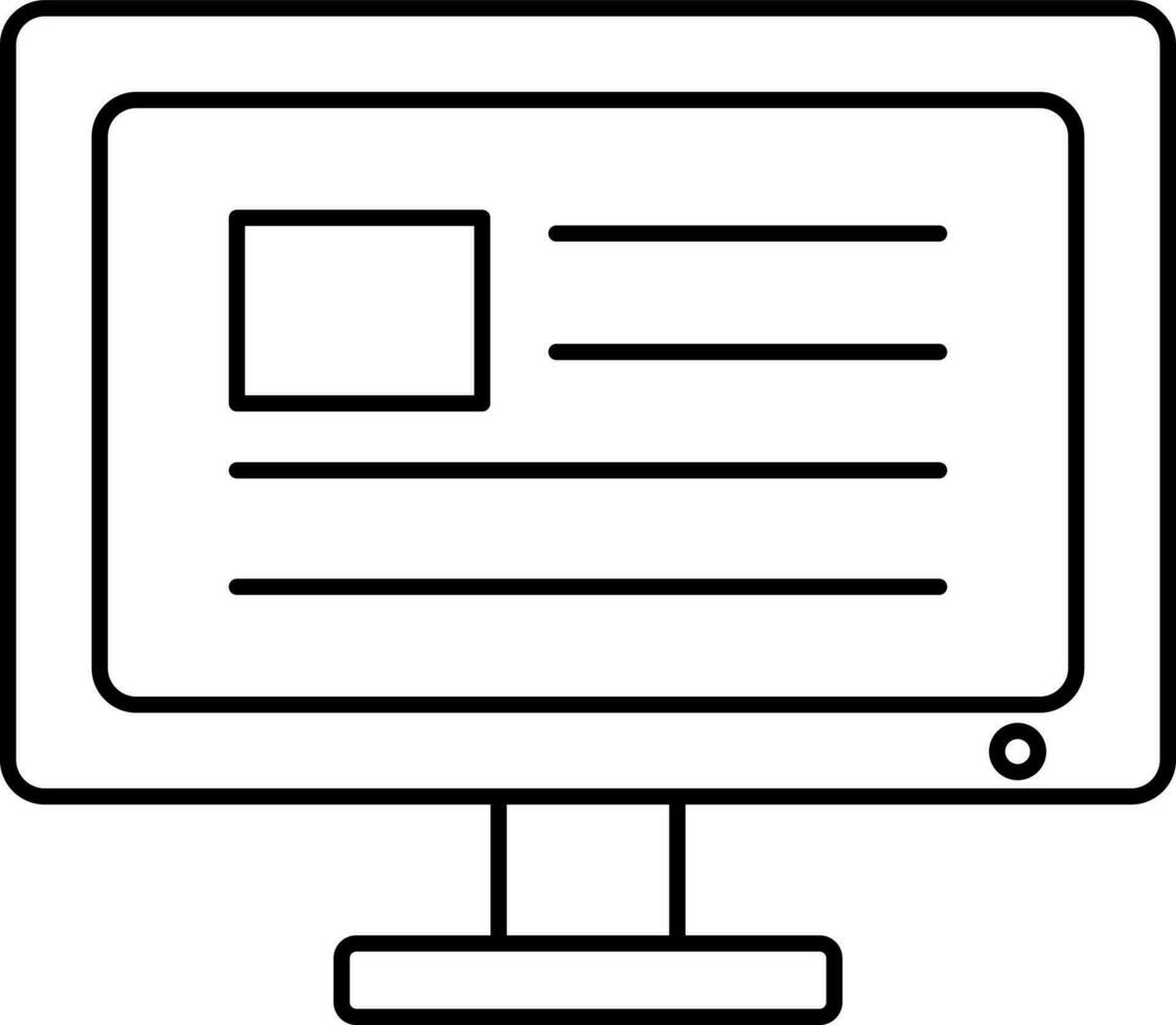 Stroke Style Television News Icon Or Symbol. vector