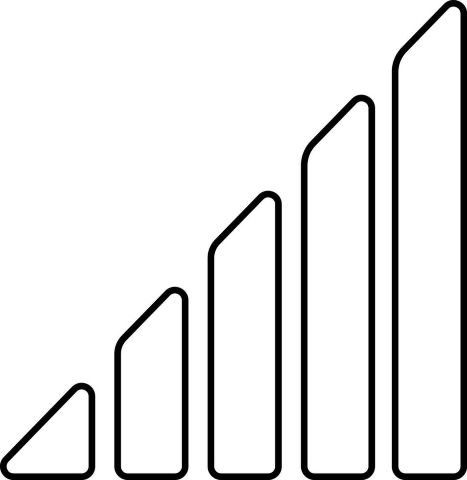 Linear Style Growing Bar Graph Icon. vector