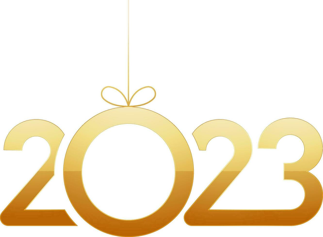 Golden 2023 Number Against White Background. vector