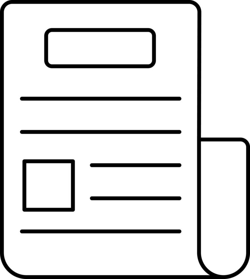 Black Stroke Style Scroll Newspaper Icon. vector