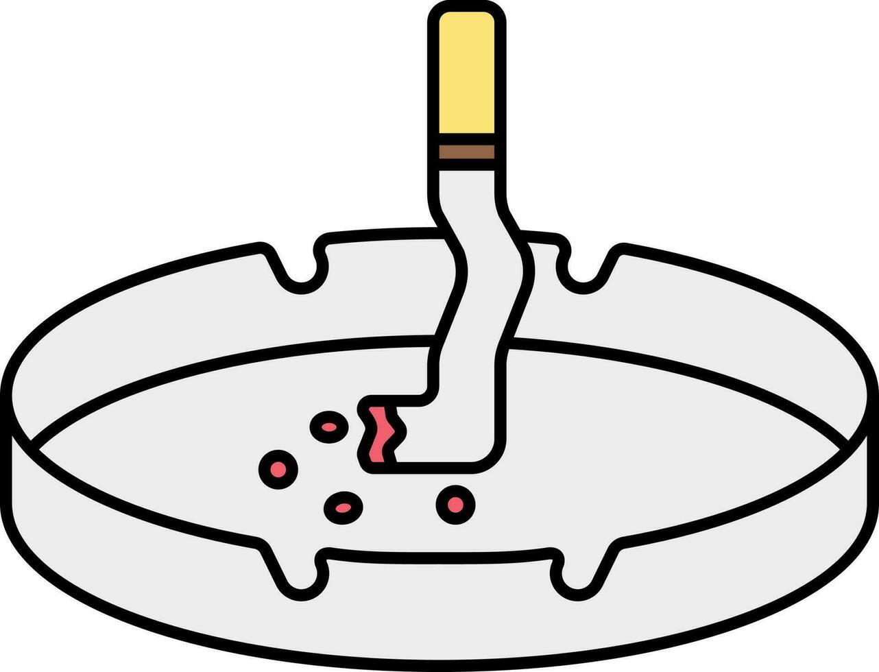 Cigarette Broken In Ashtray Grey And Yellow Icon. vector