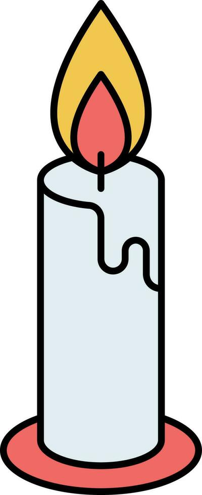 Flat Style Burning Candle Colorful Icon. vector