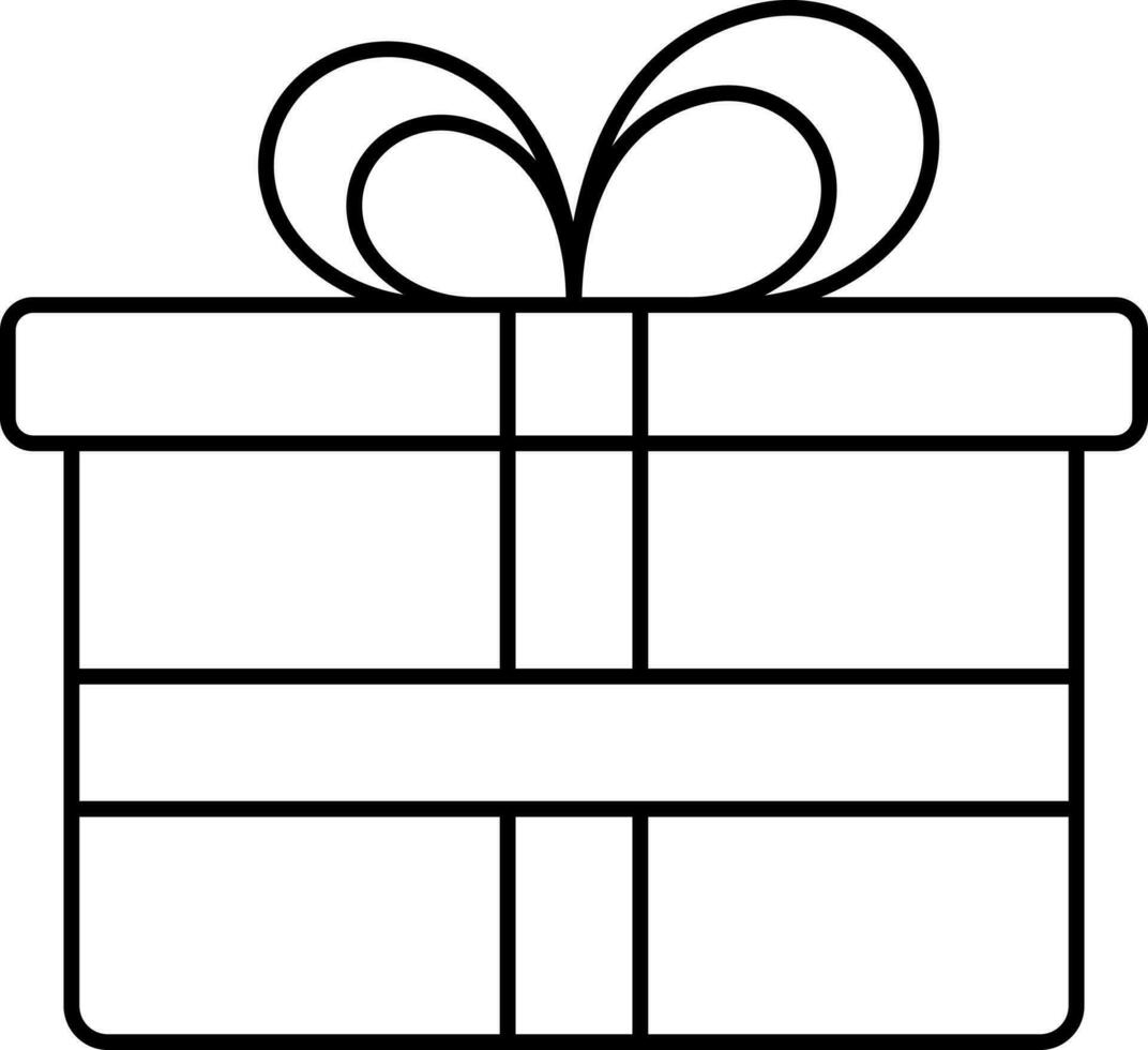 Isolated Gift Box Icon In Black Thin Line Art. vector