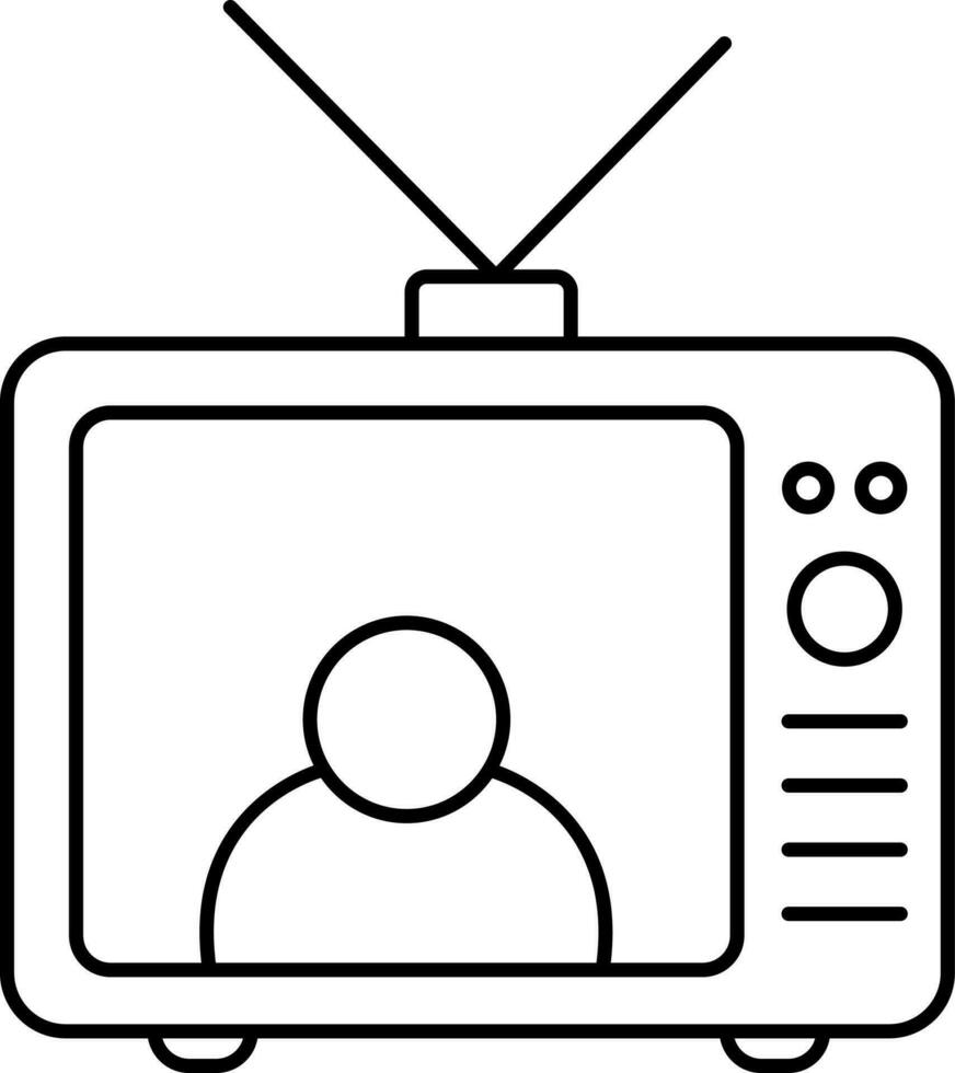 Thin Line Art Of Television News Icon. vector