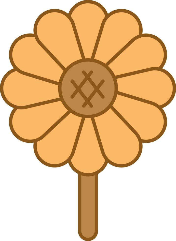 Sunflower Icon In Brown And Orange Color. vector