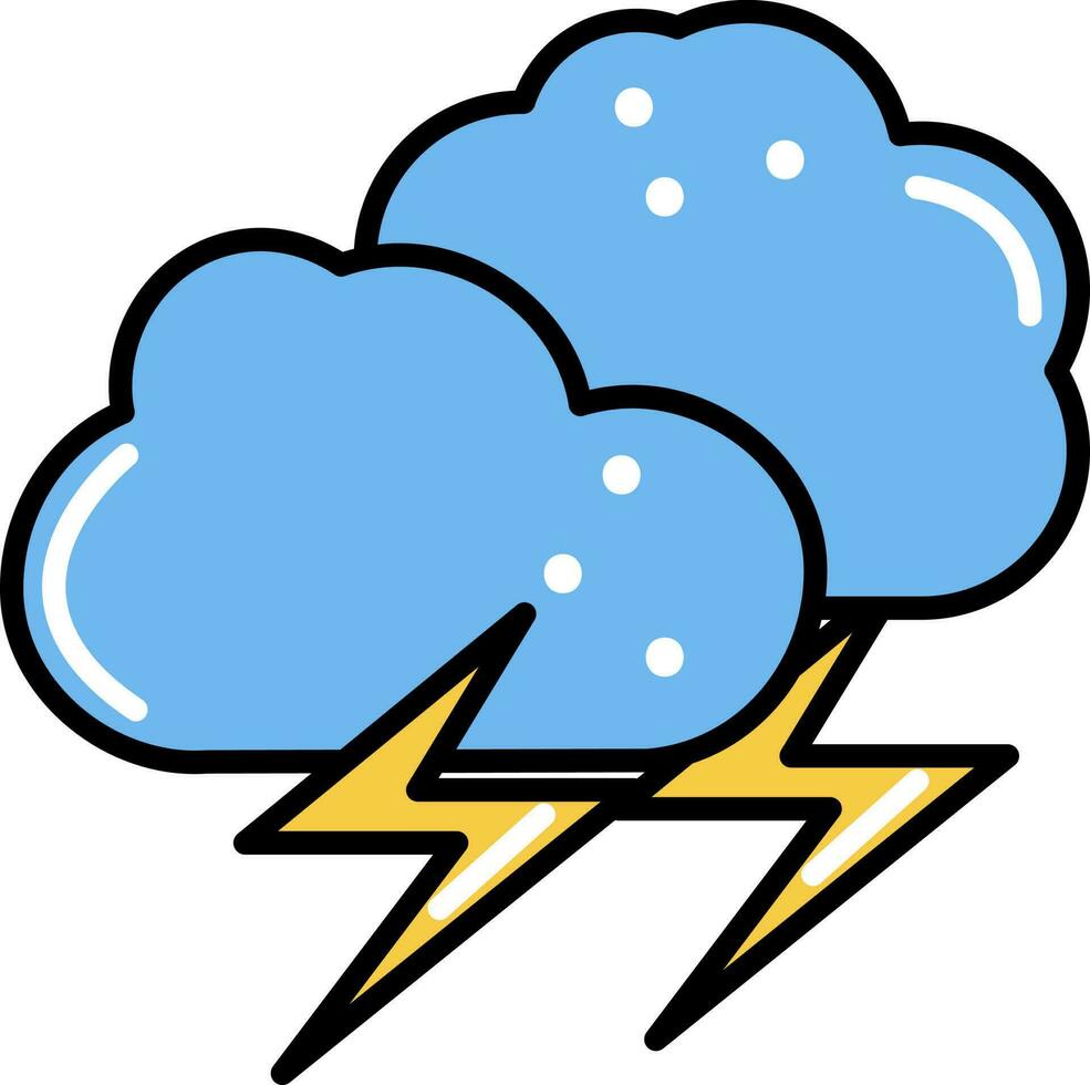 Cloud Lightning Icon In Blue And Yellow Color. vector
