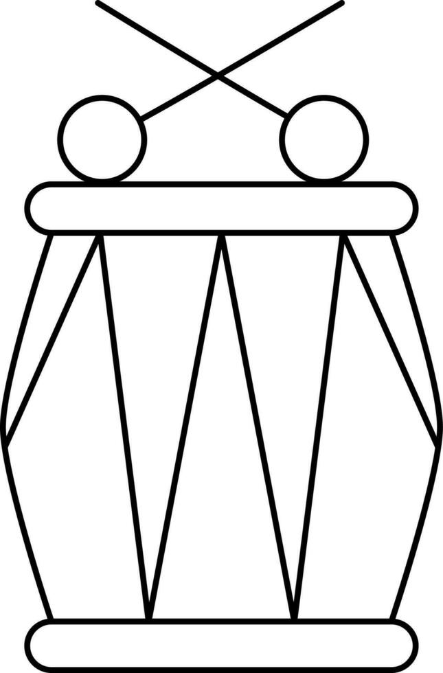 Isolated Musical Drum With Stick Line Art Icon. vector