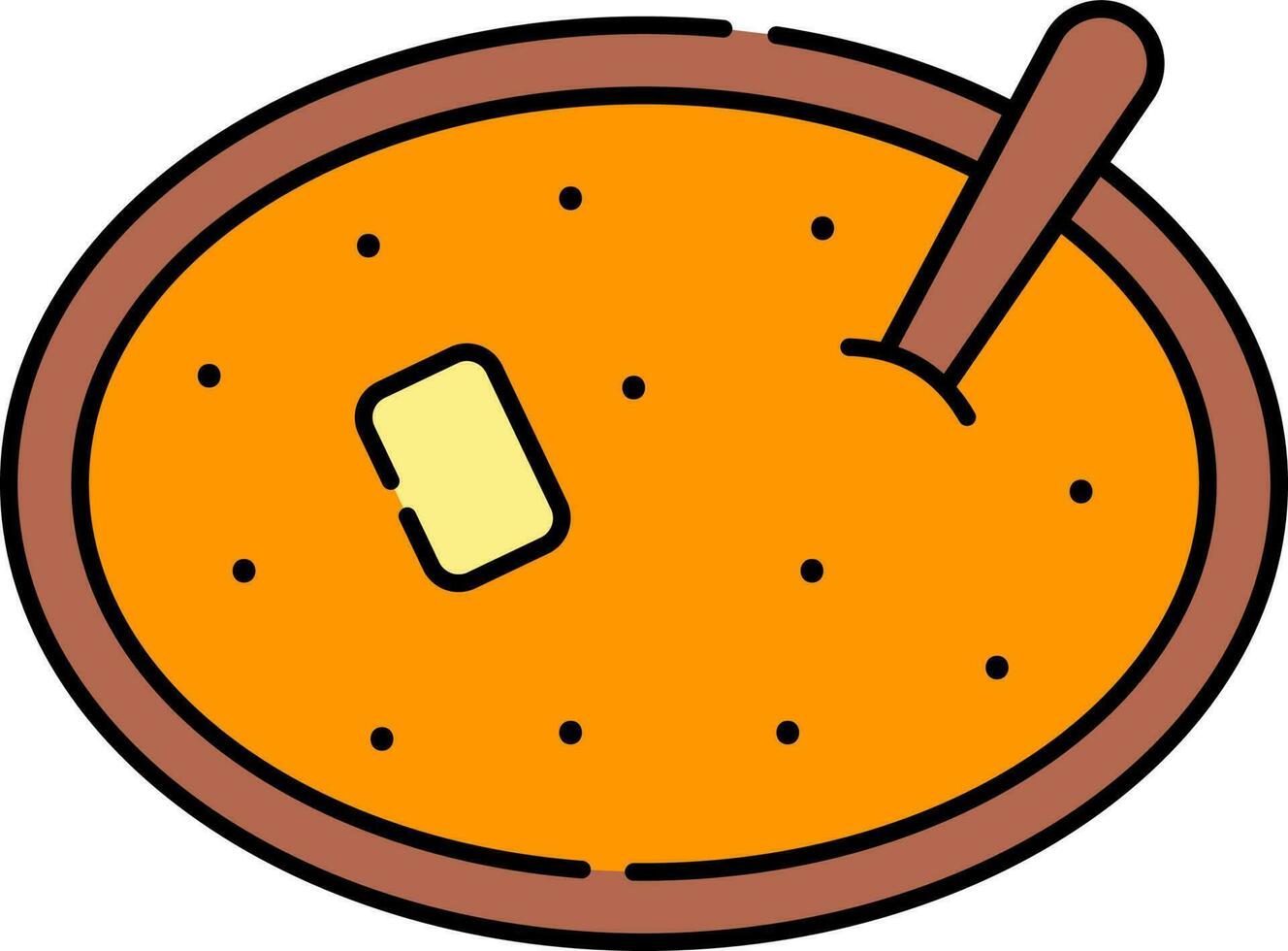 Sarson Ka Saag Pot With Spoon Orange And Brown Icon. vector